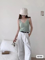 2024 new summer style Korean style fashionable girly style V-neck hollow wavy edge suspender belt