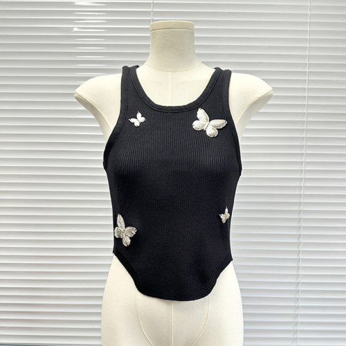 Hot girl pure desire bow camisole women's spring wear 2024 with breast pads and inner bottoming sleeveless top summer