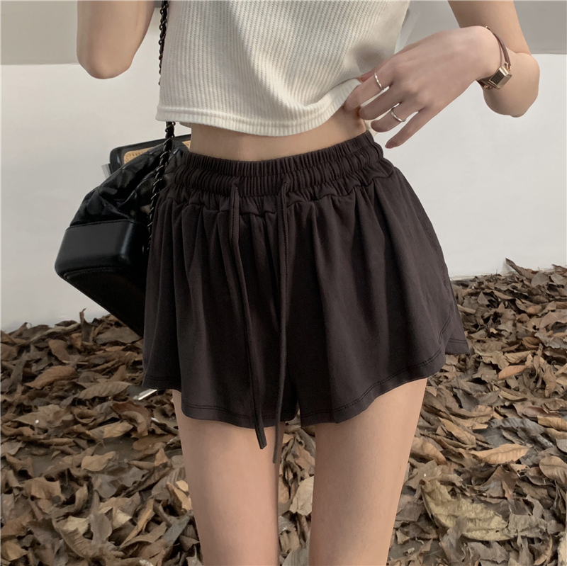Real shot summer new hot pants solid color fake two-piece casual pants sports shorts for women