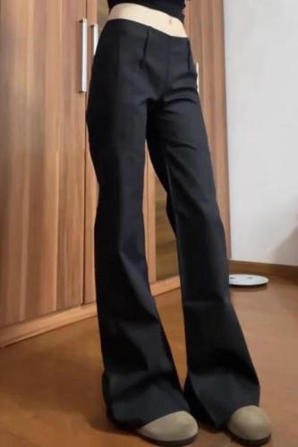 黑色微喇叭裤女长裤春秋款2024新款高级感低腰显瘦垂感休闲西装裤