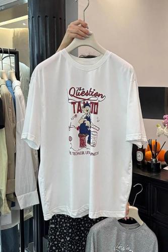 5066# Official Photo South Korea Dongdaemun New Fun Printed Loose Cotton Short Sleeve T-Shirt for Women Summer