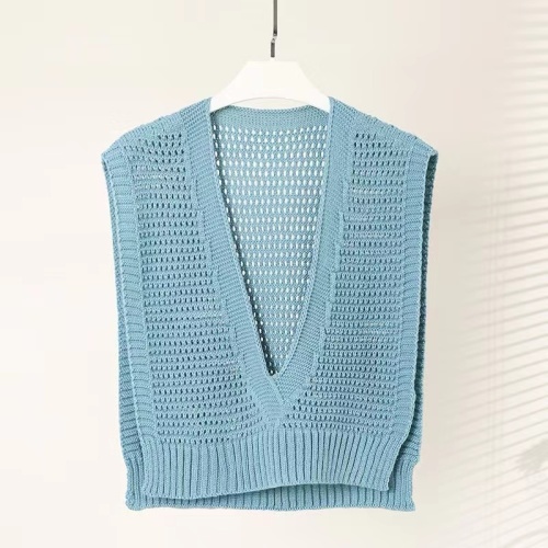 Summer new fashionable V-neck hollow neck shawl slit pearl pin vest