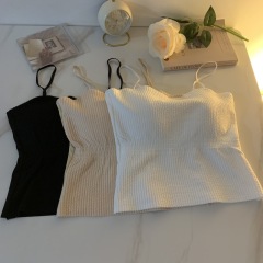 Small vest with breast pads, slim fit, comfortable and breathable, pleated inner wear, beautiful back strap, tube top