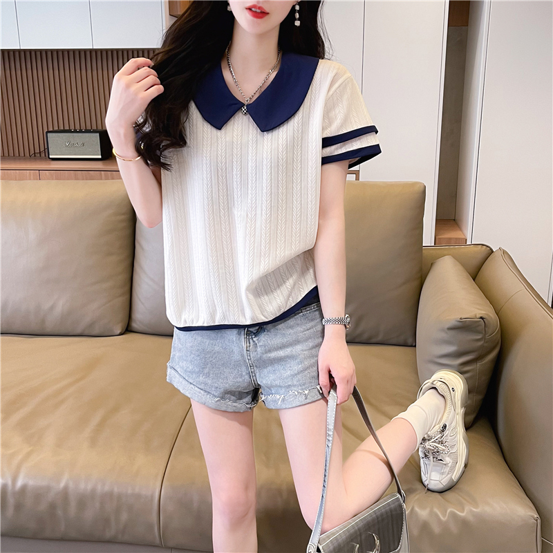 實拍2024夏季85滌15氨綸短袖百搭寬鬆上衣T恤女潮