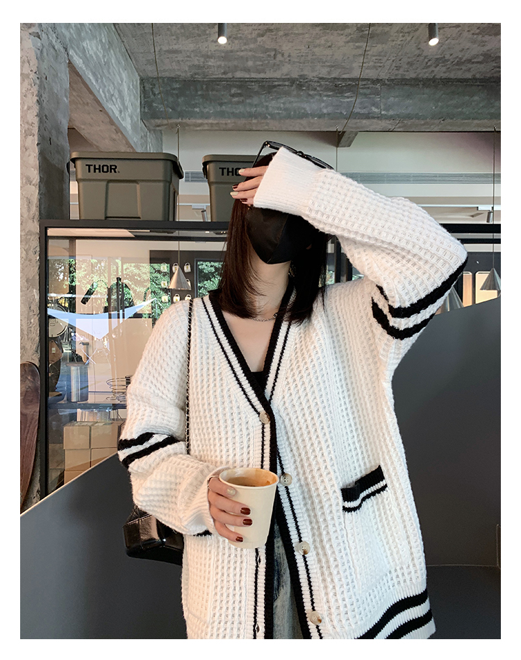 韓系春秋新款小君君布蘭妮 糯嘰嘰華夫格針織開衫女