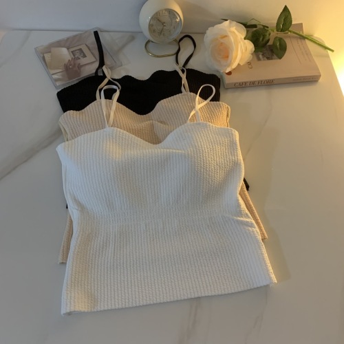 Small vest with breast pads, slim fit, comfortable and breathable, pleated inner wear, beautiful back strap, tube top