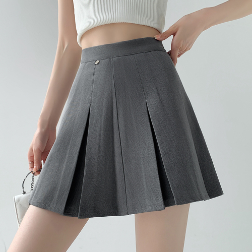 Real shot of college style skirt commuting Korean style loose A-line skirt pleated skirt culottes fake two-piece culottes for women