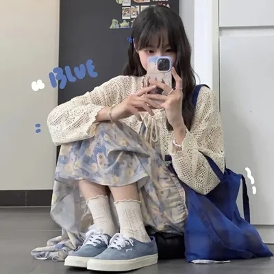 Summer new French style fresh and gentle style holiday oil Japanese floral dress sweet suspender mid-length skirt