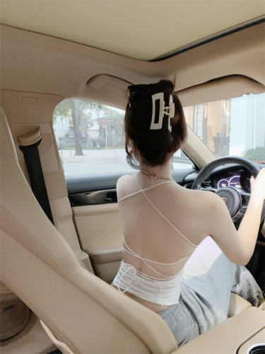 Real shot!  Green camisole female inner wear hot girl sexy high-end beautiful back strap chic backless top