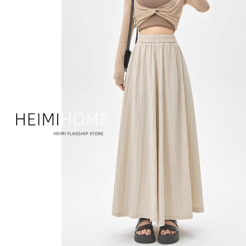 Original fabric does not shrink 2024 pleated cotton and linen wide-leg pants for women, Yamamoto pants, loose slimming casual pants and skirts