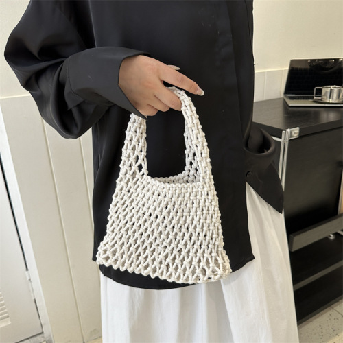 New fashion simple woven bag women's niche trend handbag 2024 summer large capacity tote bag women's bag