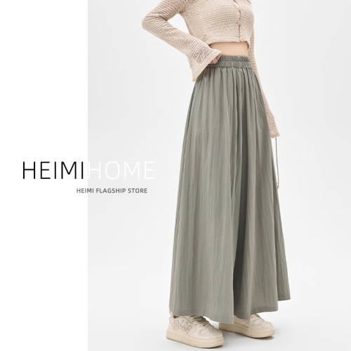 Original fabric does not shrink 2024 pleated cotton and linen wide-leg pants for women, Yamamoto pants, loose slimming casual pants and skirts