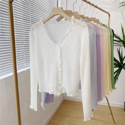 Excellent summer thin bamboo cotton colorful small shawl with suspender skirt short long-sleeved sun protection cover-up cardigan for women