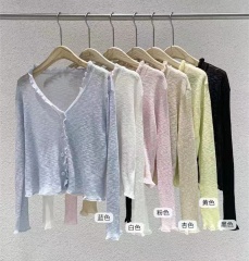 Excellent summer thin bamboo cotton colorful small shawl with suspender skirt short long-sleeved sun protection cover-up cardigan for women