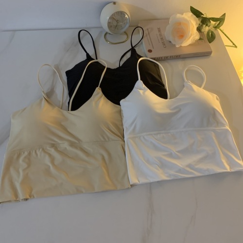 Actual shot and real price Korean style ice silk tube top underwear cross beautiful back camisole no steel ring bra women's base underwear