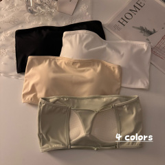 Real shot of spring and summer ice silk inner wear sexy camisole for women with slim and beautiful back, tube top outer wear for women with wrapped breasts