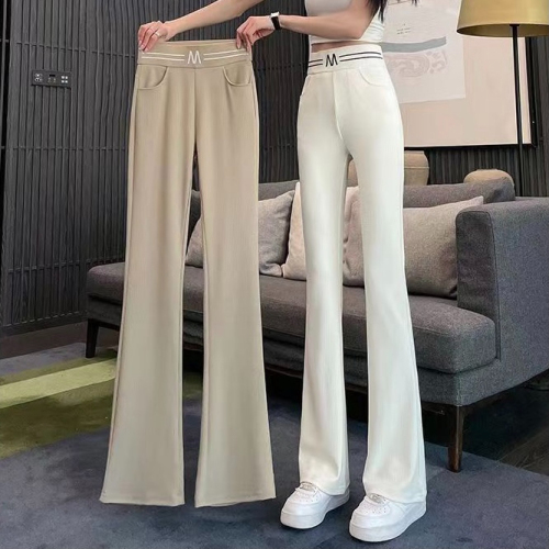 微喇叭裤子女秋季薄款2024年高腰弹力超显瘦垂感阔腿直筒裤