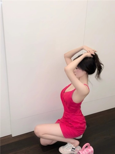 Real shot~Sexy hot girl with temperament, slim backless strappy dress, new summer design skirt for women