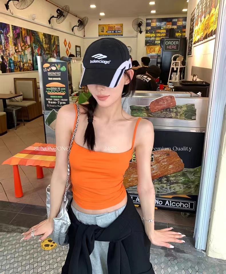 SUNONEONE hot girl one-word camisole women's early spring new style inner bottoming slimming short top