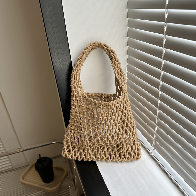 New fashion simple woven bag women's niche trend handbag 2024 summer large capacity tote bag women's bag