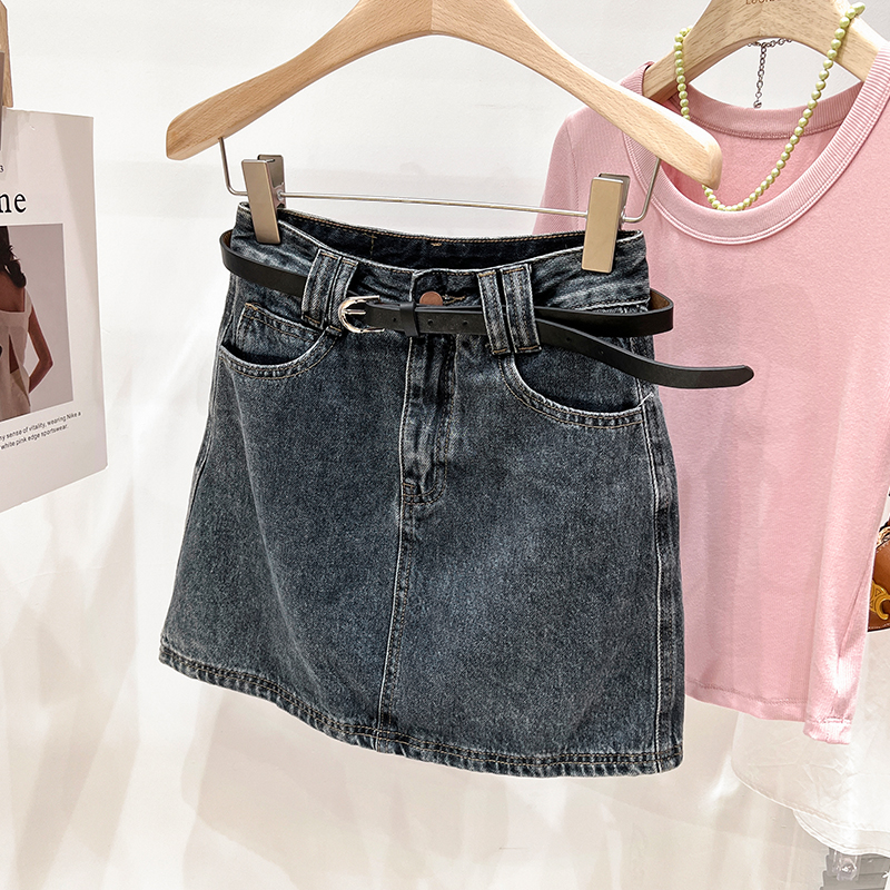 High-waisted denim short skirt for women in summer, slimming hot girl skirt, anti-butt exposed skirt
