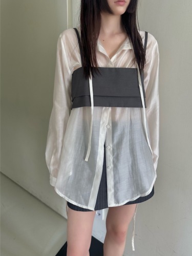 韩国chic 夏日设计感 小众 后背绑带 吊带背心