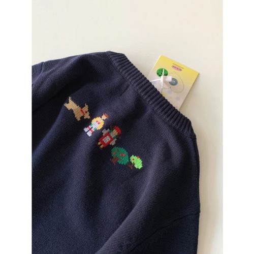 Japanese Retro Cute Cartoon Embroidered Soft and Creamy Milk Series Women's Loose Lazy Gentle Style Knit Cardigan Outerwear