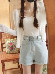 Snowflake Smoothie 2024 Summer Sun Protection Shirt Gentle Wave Edge 5-Button Elastic Ribbed Long-Sleeve Knit Shirt