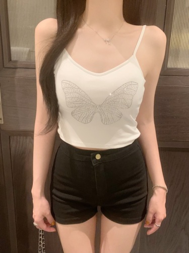 Real shot of butterfly hot diamond camisole female summer pure lust sweet hottie sexy tube top top Thai style niche inner wear