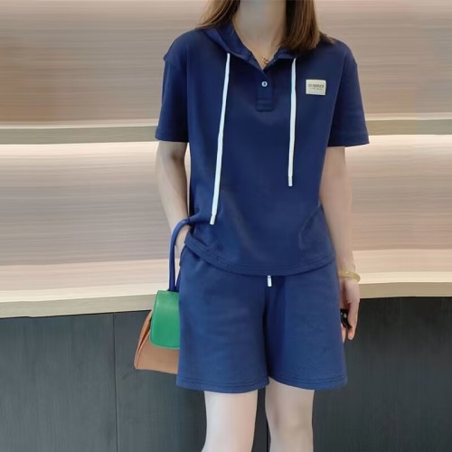 时尚休闲运动套装女2024夏季新款韩版宽松大码女装短袖两件套