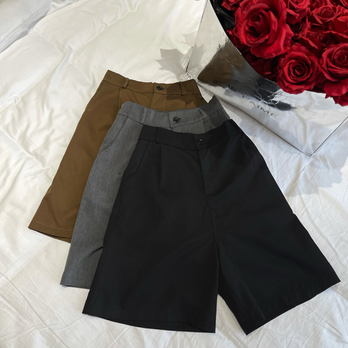 Actual shot of TR suit suit five-quarter pants for women summer new loose high-waisted casual mid-pants wide-leg shorts