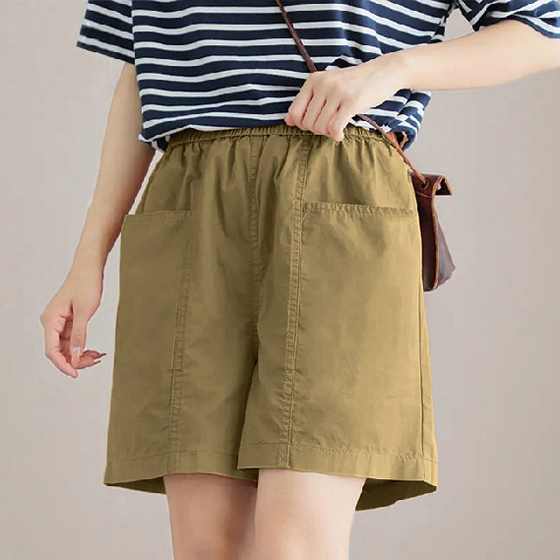 Pure cotton Dongdaemun wide-leg shorts women's summer casual new loose high-waisted slim versatile straight-cut pants