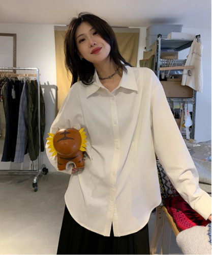 Dongdaemun versatile shirt women's long-sleeved Korean style autumn, spring and summer new design niche loose white long-sleeved shirt