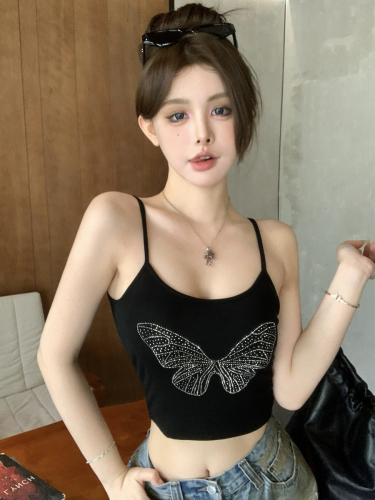 Real shot of butterfly hot diamond camisole female summer pure lust sweet hottie sexy tube top top Thai style niche inner wear