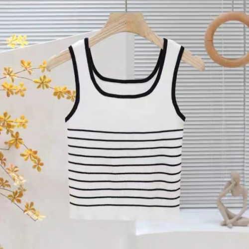 WX order striped color matching threaded knitted camisole slim fit inner wear sleeveless top for women