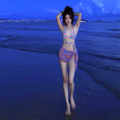 泳衣女比基尼三件套裙式三角性感2024新款沙滩海边温泉泳装