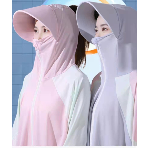韩版 防晒衣女夏季防紫外线透气电动车防晒衫冰丝斗篷连帽罩衫