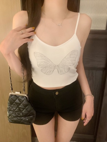 Real shot of butterfly hot diamond camisole female summer pure lust sweet hottie sexy tube top top Thai style niche inner wear