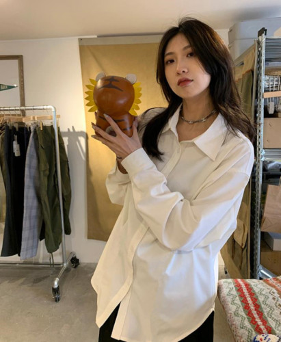 Dongdaemun versatile shirt women's long-sleeved Korean style autumn, spring and summer new design niche loose white long-sleeved shirt