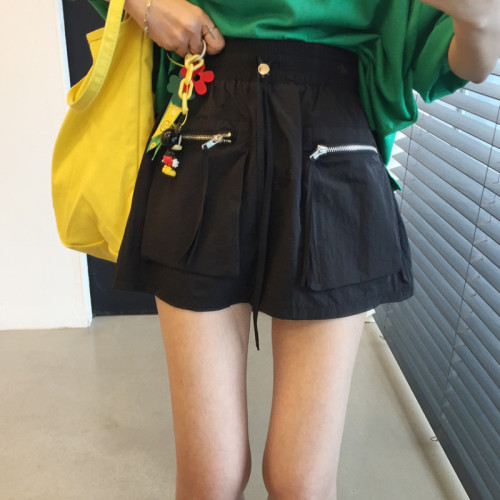 Korean 2024 new summer style zipper strap short pants skirt