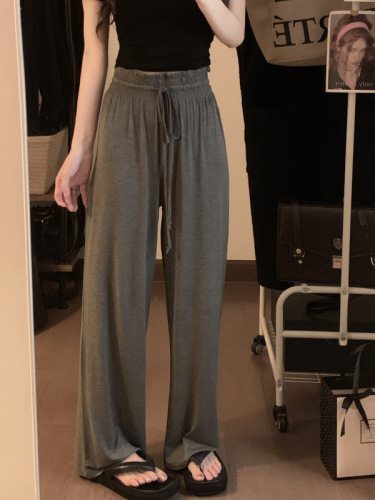 Actual shot ~ bud high waist modal drapey wide leg pants for women Korean style loose casual floor mopping pants