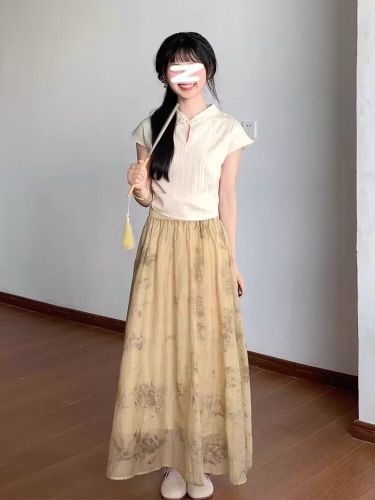 新中式改良少女旗袍上衣女夏季2024新款高级感小个子连衣裙两件套