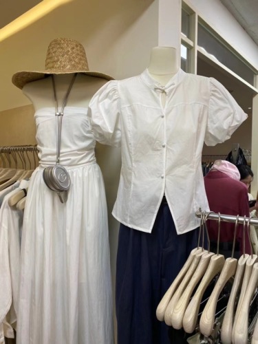 小众高级设计感收腰显瘦气质白色短袖绑带衬衫上衣女夏季2024新款