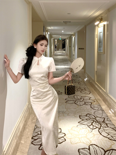实拍新中式改良旗袍裙高端气质小个子少女中国风收腰连衣裙子