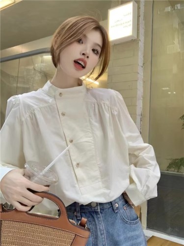 Shirt spring women's new loose long-sleeved casual shirt top chic small shirt