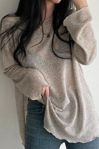 韩国chic宽松慵懒个性开叉冰丝针织衫防晒罩衫上衣女