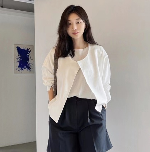 韩国chic棉麻薄款短外套原版质量