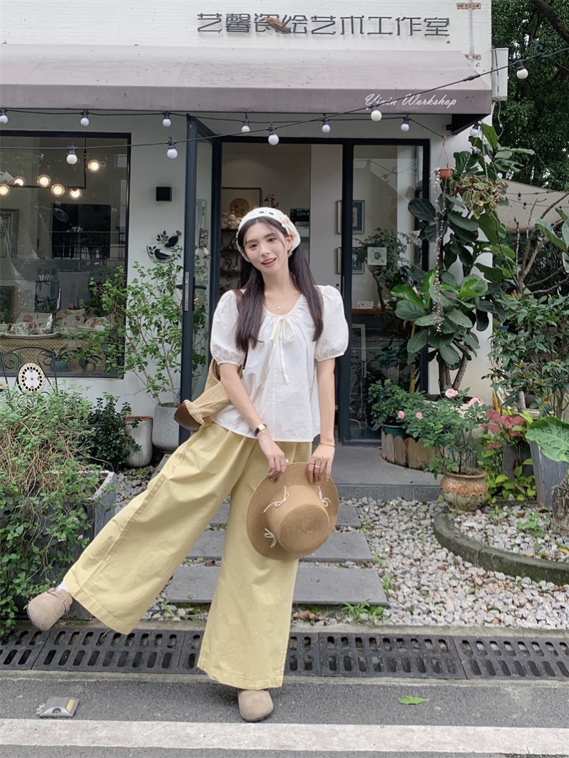Actual shot ~ 2024 new round neck short-sleeved shirt loose casual pants suit