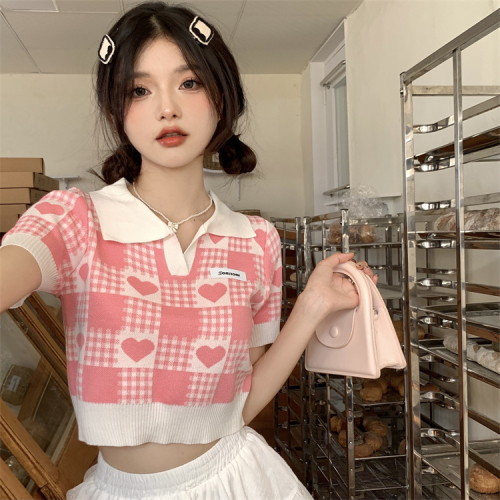 新款辣妹女团风甜美韩系短袖夏季洋气polo短款上衣