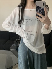 Summer New Loose Oversized Sheer Sun Protection Long-Sleeve Top T-Shirt